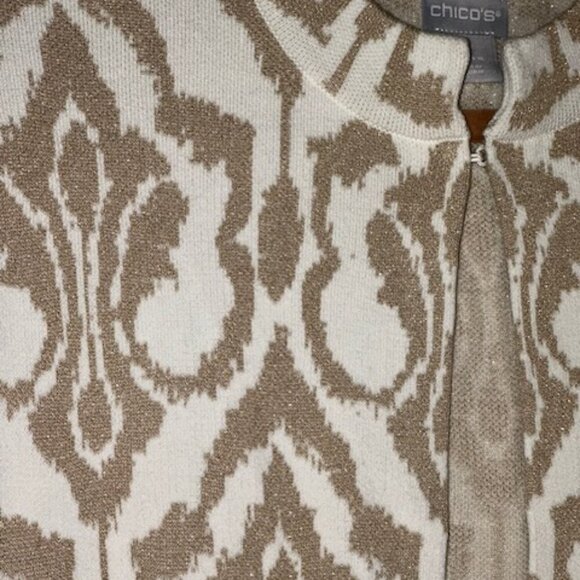 Women's Damask‎ Knit Cardigan, Ecru/Gold, by Chico's - Picture 4 of 8
